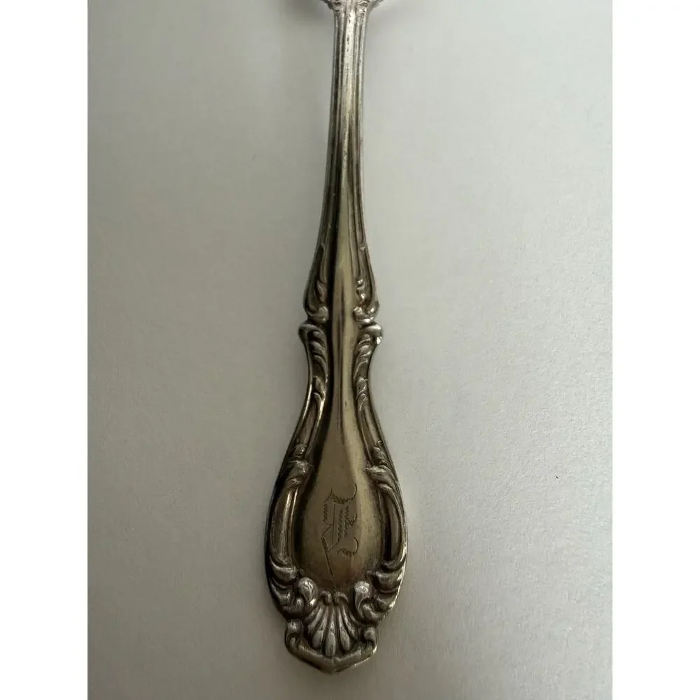Antique Wallace Joan of Arc Silverplate Teaspoons Pair Monogram 5¼”